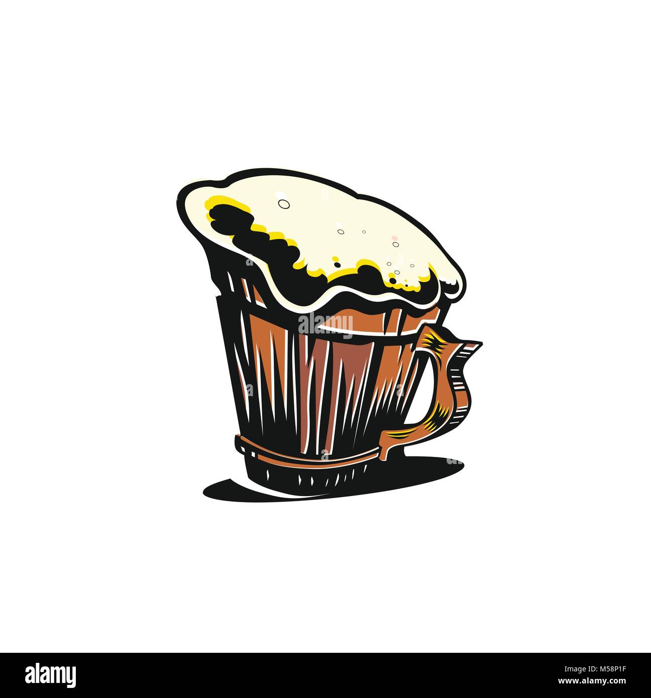 Boccale di birra con illustrazione vettoriale. Illustrazione Vettoriale