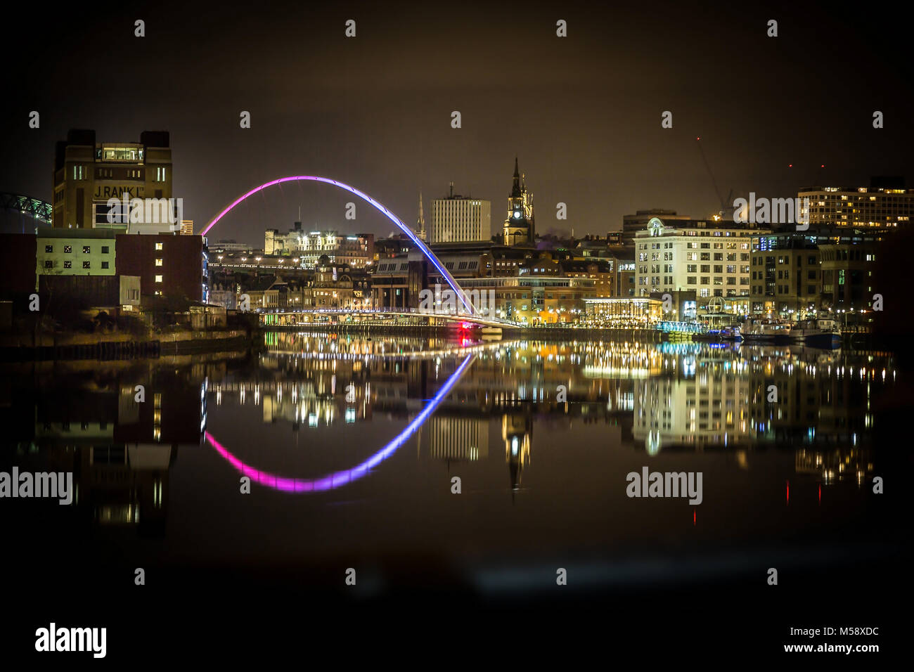 Newcastle upon Tyne, Quayside di notte. Foto Stock