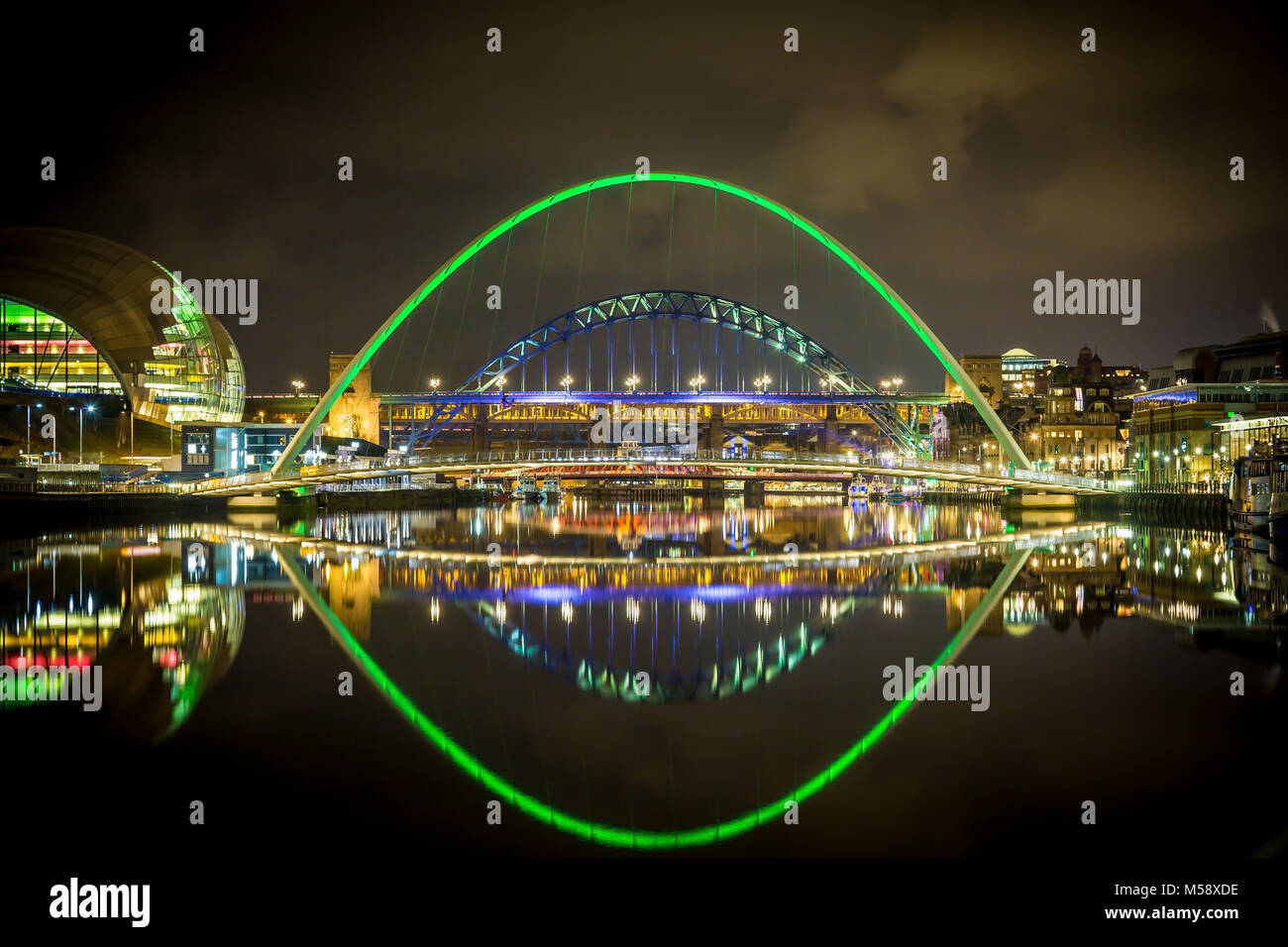 Newcastle upon Tyne, Quayside di notte. Foto Stock