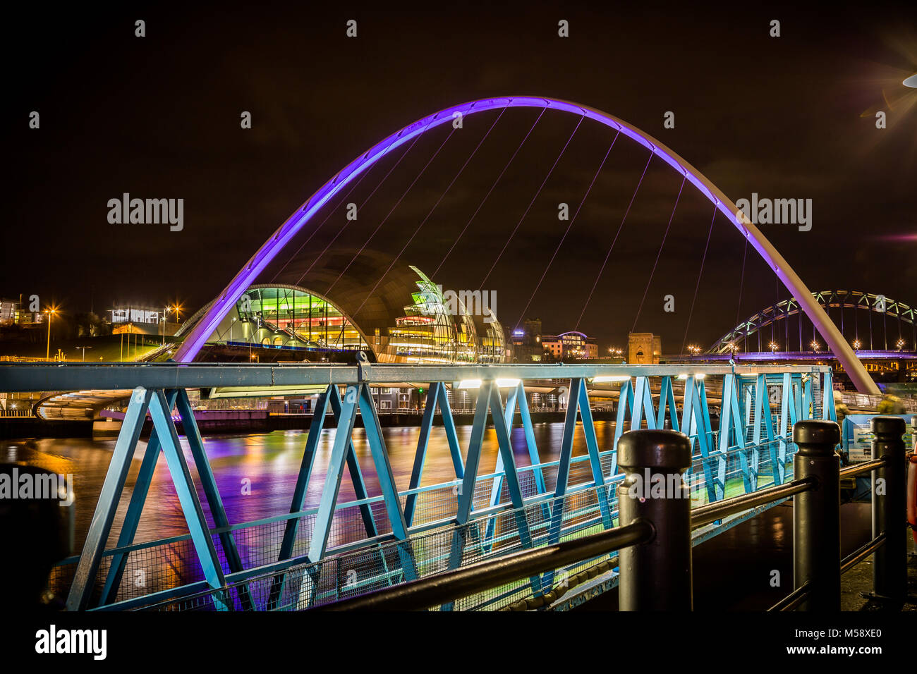 Newcastle upon Tyne, Quayside di notte. Foto Stock