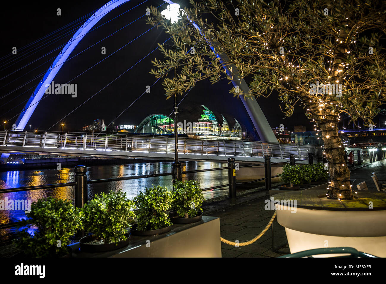 Newcastle upon Tyne, Quayside di notte. Foto Stock