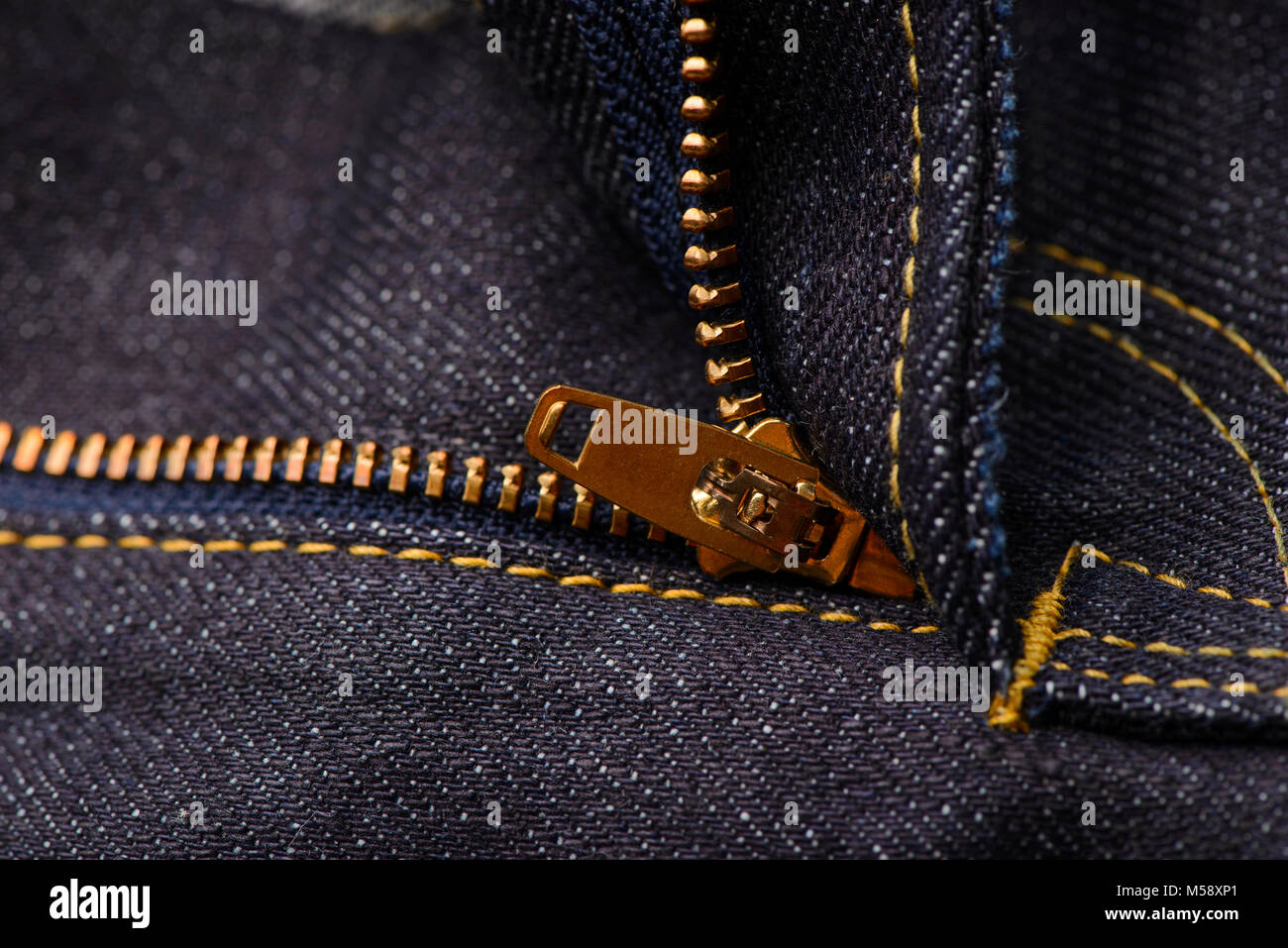 Jeans Denim zipper sfondo texture Foto Stock