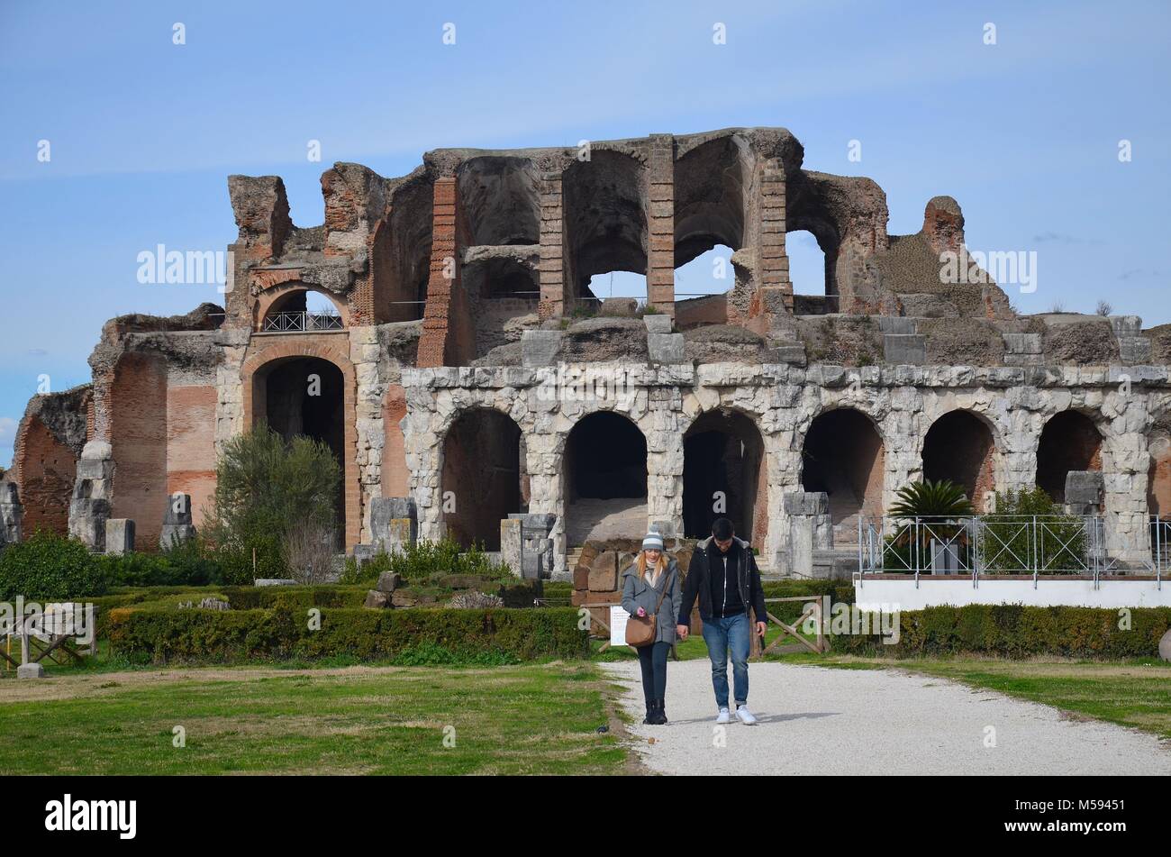 Santa Maria Capua Vetere, una cittadina vicino a Napoli e Caserta (Campania, Italia): l'Anfiteatro Romano, la seconda più grande d'Italia Foto Stock