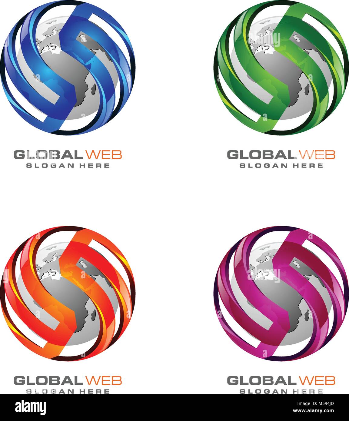 Il logo globale con anello di sfera e mondo digitale vettore di moto logo design Illustrazione Vettoriale