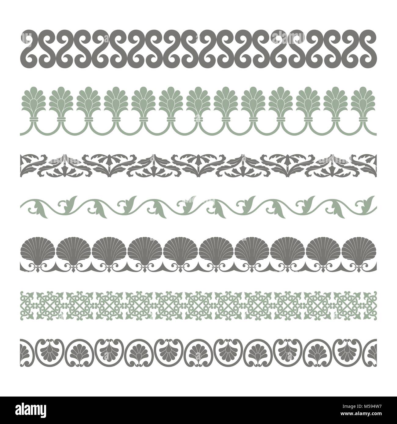 Set di seamless bordi decorativi Illustrazione Vettoriale