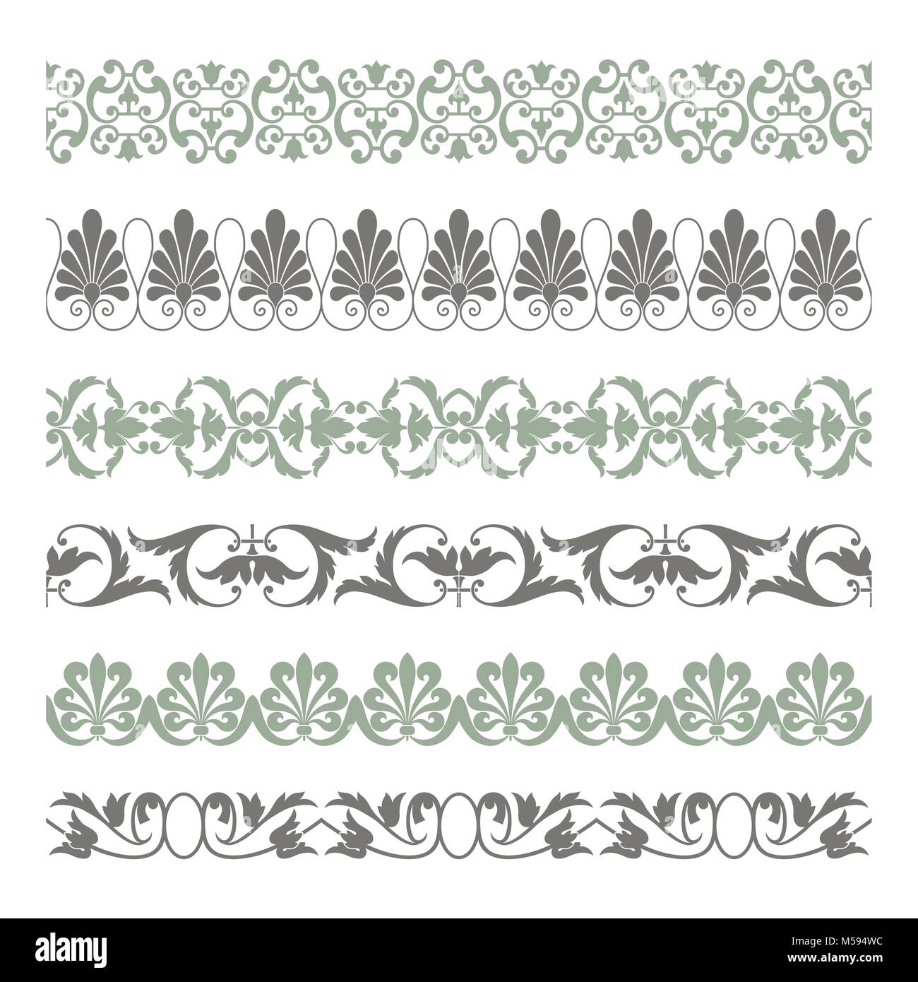 Set di seamless bordi decorativi Illustrazione Vettoriale