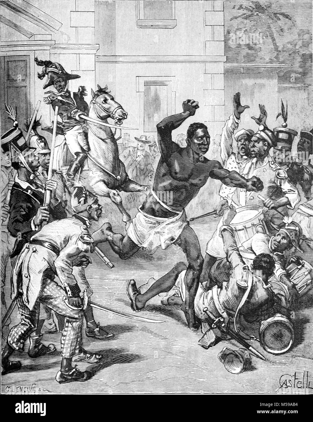La fuoriuscita di Cap-Haitien penale o cap-Haïtien Haiti (incisione, 1889) Foto Stock