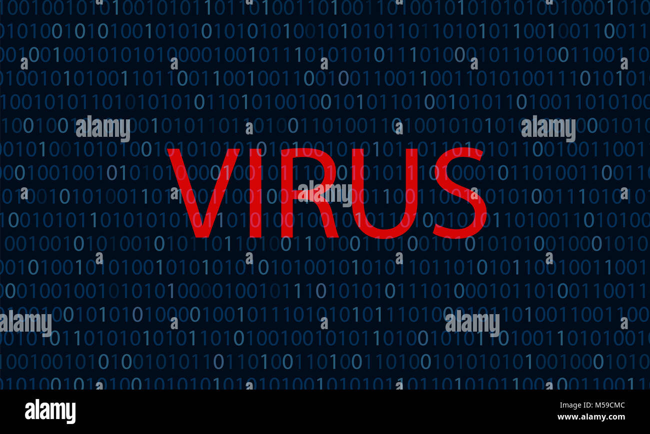 Blu binario la parola rosso virus virus informatico concetto codice binario sfondo Foto Stock