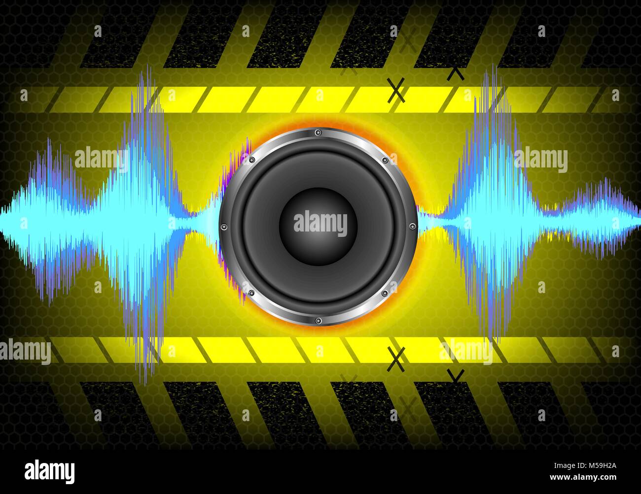 Abstract background. Gli altoparlanti e le onde sonore Illustrazione Vettoriale