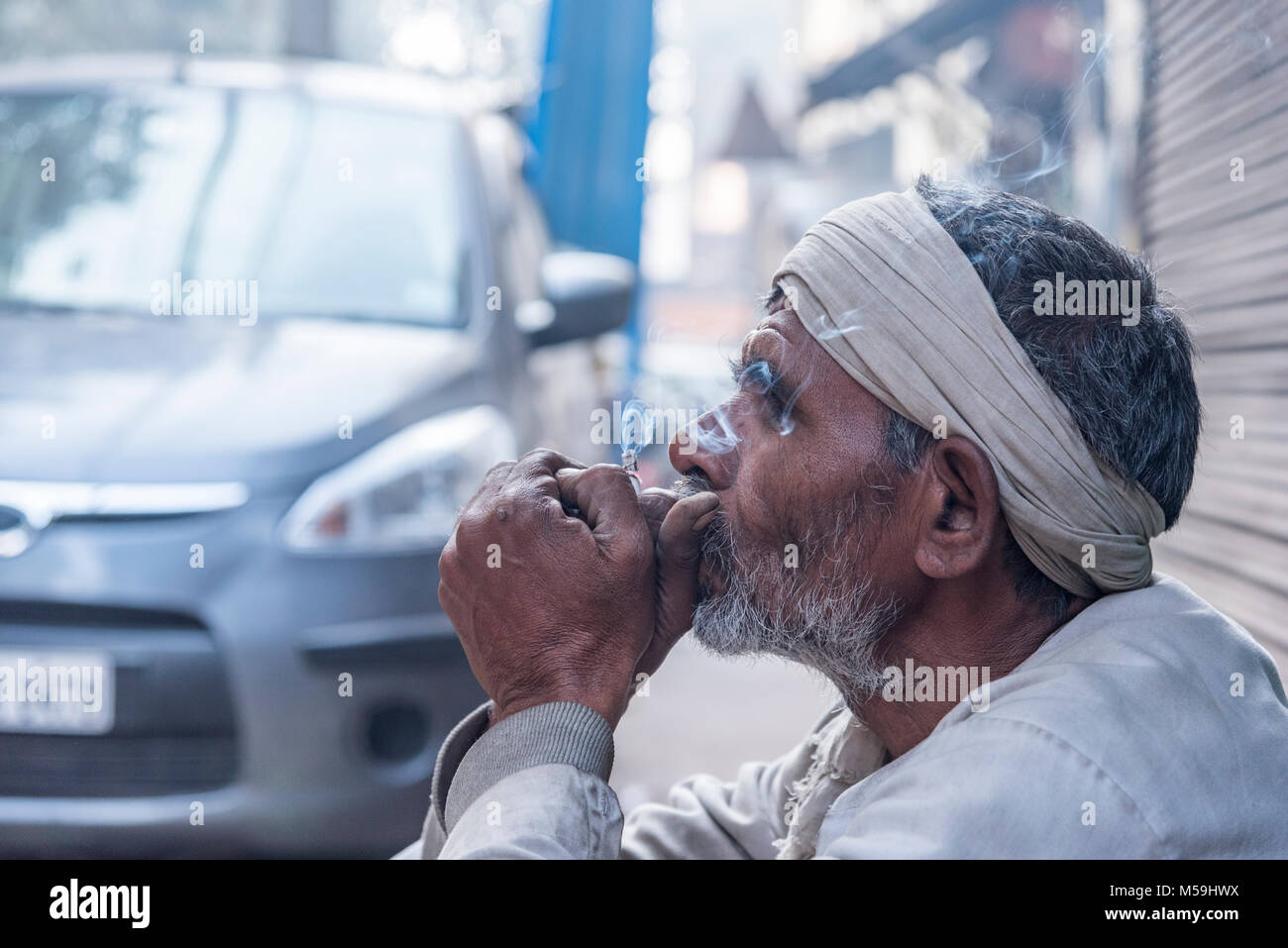 Una scena di prima mattina di Vecchia Delhi, India Foto Stock