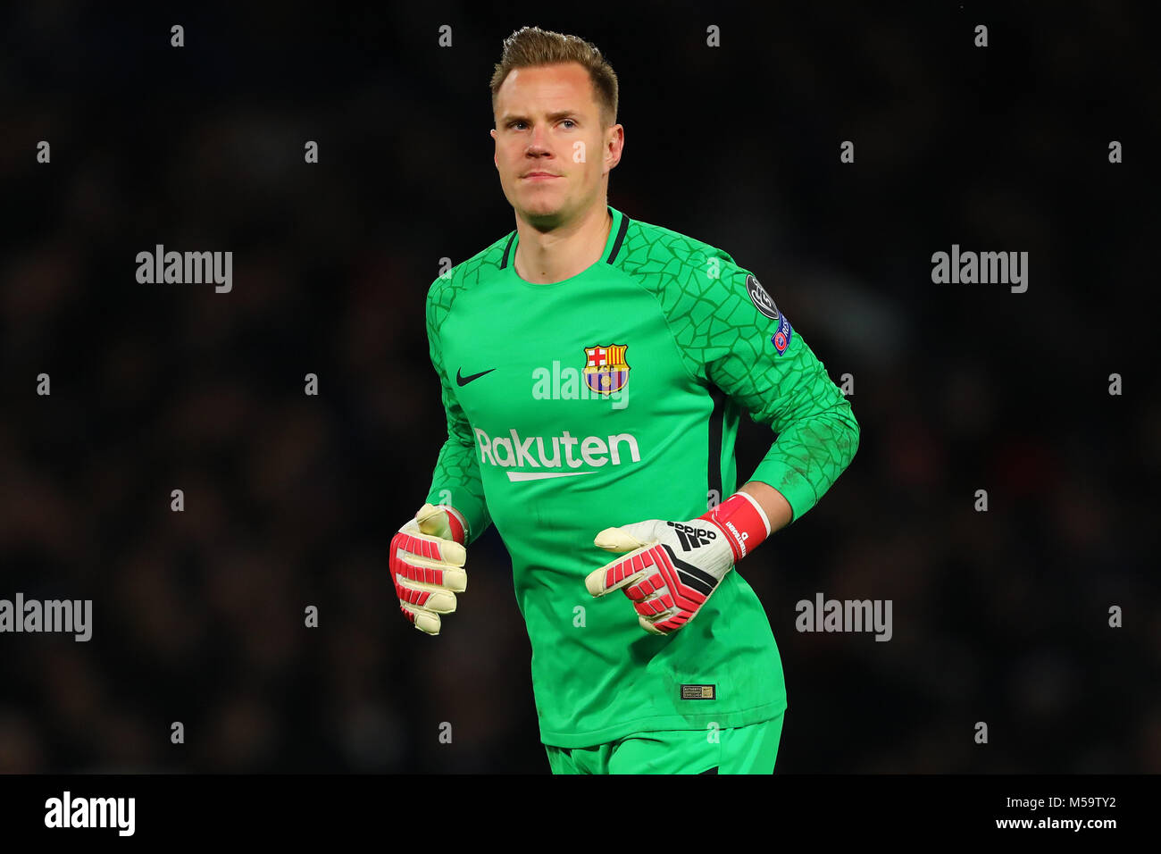 Londra, Regno Unito. Xx Febbraio, 2018. Marc-andré ter Stegen di Barcellona - Chelsea v Barcellona, la UEFA Champions League, Round di 16, 1° Gamba, Stamford Bridge, London - xx febbraio 2018. Credito: Richard Calver/Alamy Live News Foto Stock