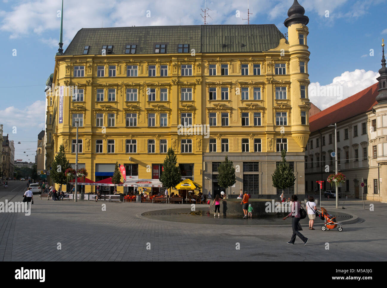 Namesti Svobody (piazza della Libertà), la piazza principale di Brno, in Repubblica Ceca Foto Stock