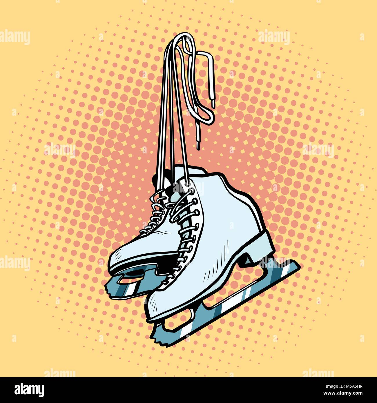 Womens pattini da ghiaccio per il pattinaggio artistico, sport invernali. La Pop art retrò illustrazione vettoriale comic cartoon vector vintage kitsch disegno Illustrazione Vettoriale
