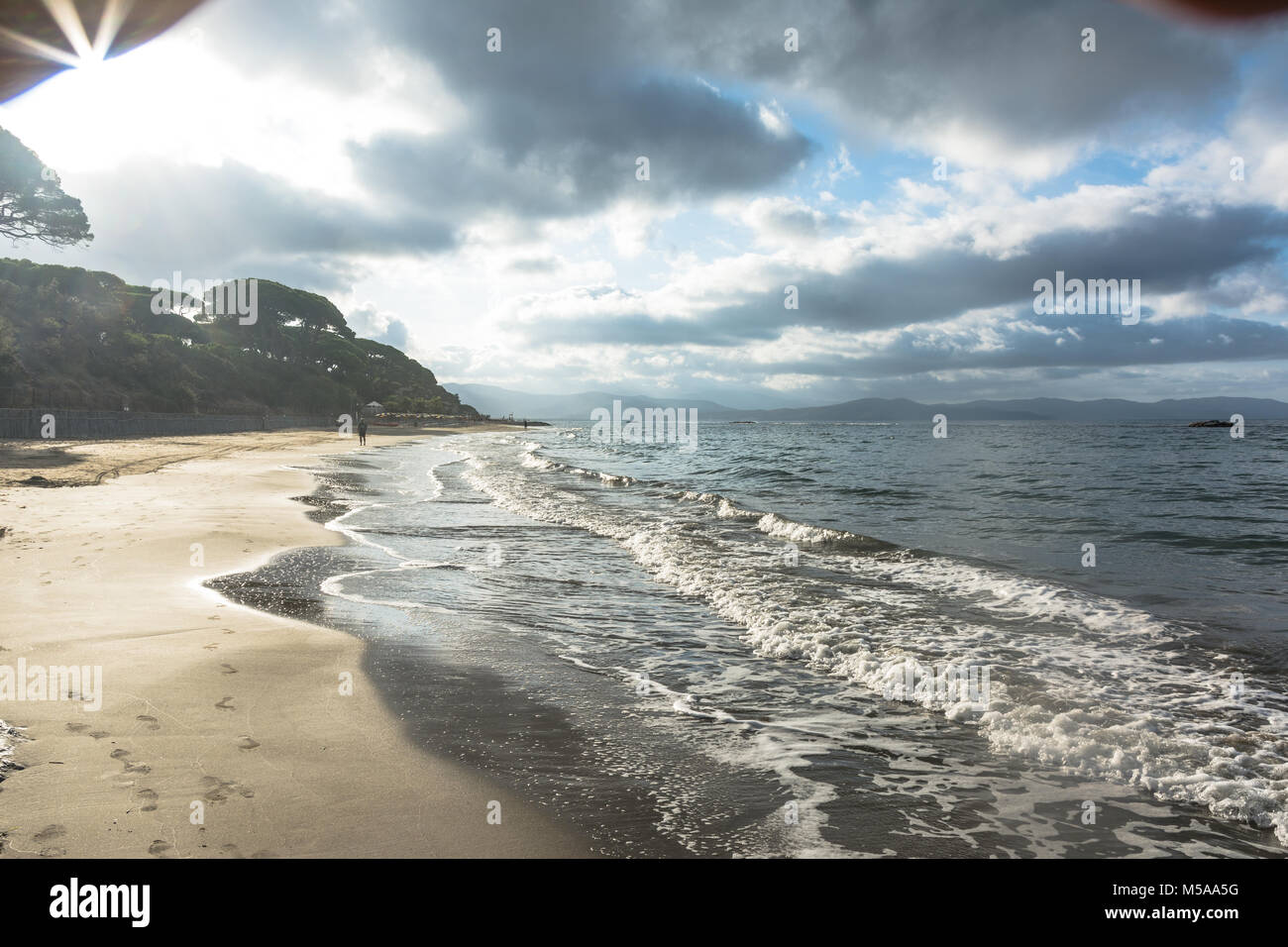 Tramonto sulla spiaggia, Follonica, Toscana, Italia Foto Stock