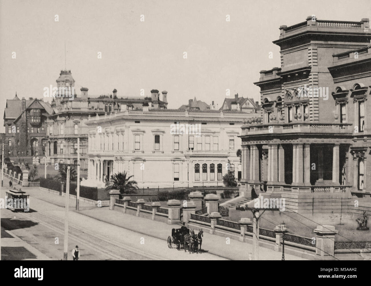 CROCKER, Huntington e FLOOD RESIDENCES CALIFORNIA STREET - San Francisco nel 1900 - Fotografia Vintage Foto Stock