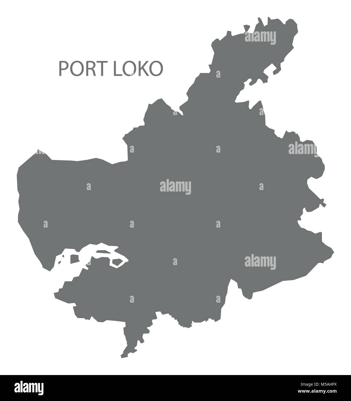 Port Loko Sierra Leone Mappa illustrazione grigio silhouette Illustrazione Vettoriale