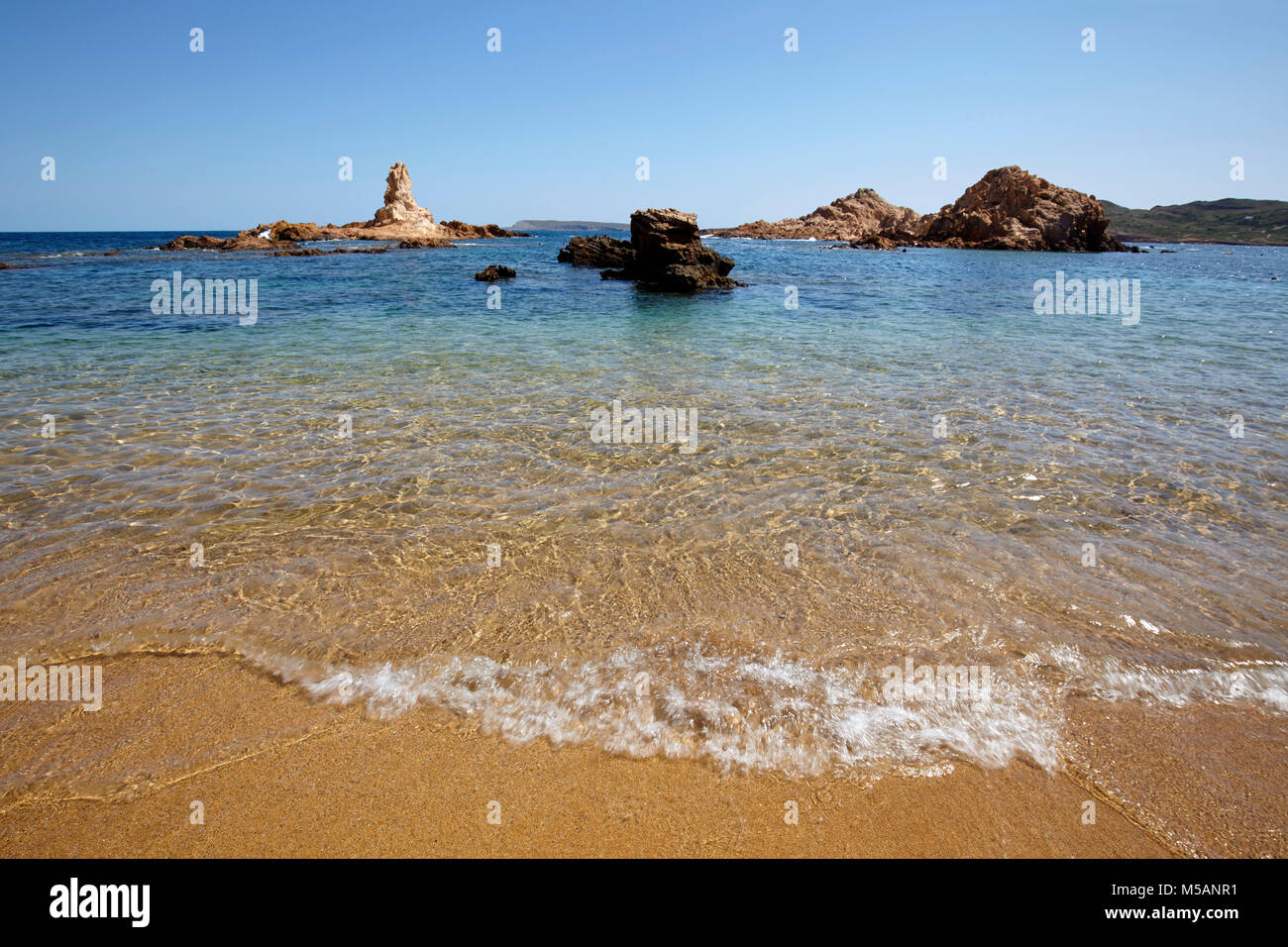 La spiaggia di Cala Pregonda di Minorca,Isole Baleari, Spagna Foto Stock