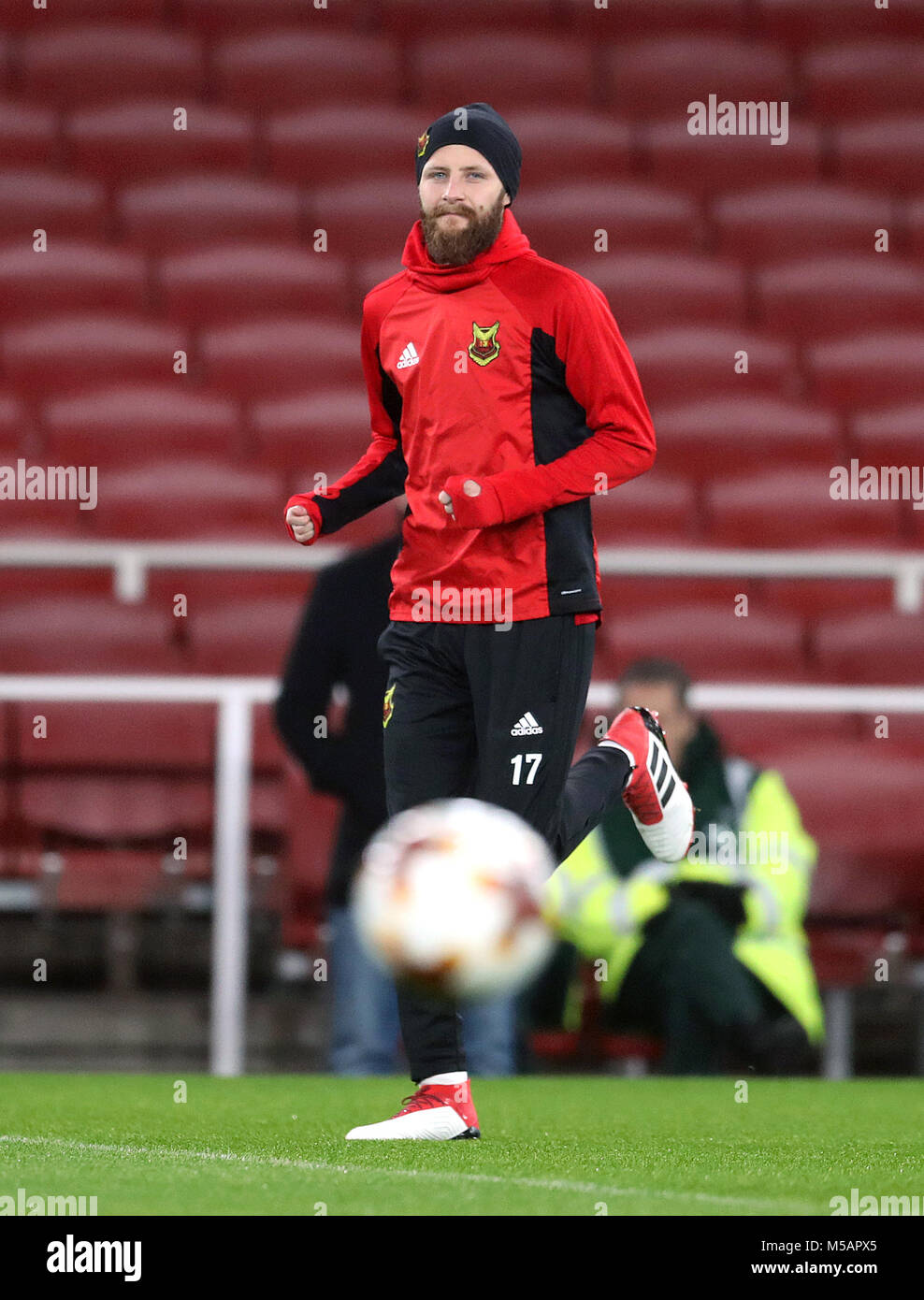 Ostersunds FK è Curtis Edwards durante la sessione di formazione presso l'Emirates Stadium, Londra. Foto Stock