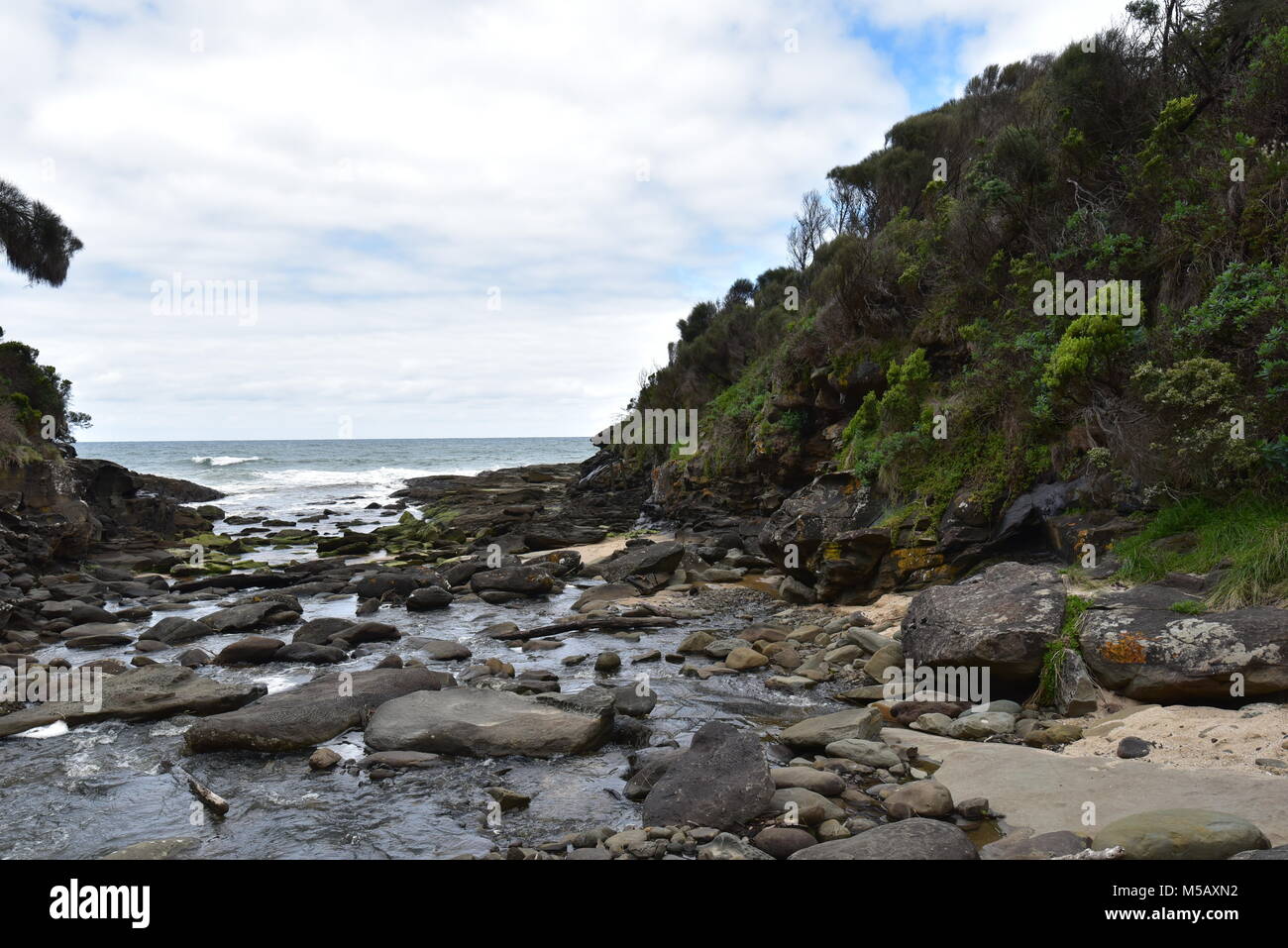 Magnifica sosta pranzo sulle rive del fiume Elliot,la Great Ocean Walk, Apollo Bay,grande Otway National Park,Victoria Australia Foto Stock