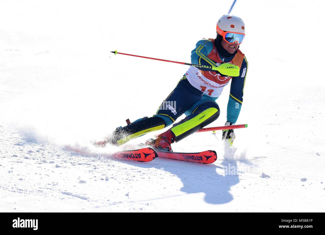 Pyeongchang, Corea del Sud. Il 22 febbraio, 2018. Mattias Hargin (SWE). Mens slalom. Yongpyong alpine center. Alpensia. Pyeongchang2018 Olimpiadi invernali. Repubblica di Corea. 22/02/2018. Credito: Sport In immagini/Alamy Live News Foto Stock