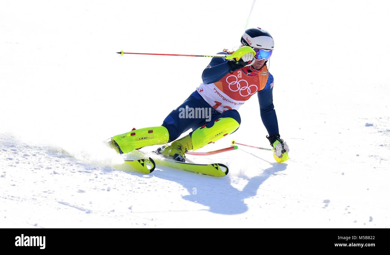 Pyeongchang, Corea del Sud. Il 22 febbraio, 2018. Dave Ryding (GBR). Mens slalom. Yongpyong alpine center. Alpensia. Pyeongchang2018 Olimpiadi invernali. Repubblica di Corea. 22/02/2018. Credito: Sport In immagini/Alamy Live News Foto Stock