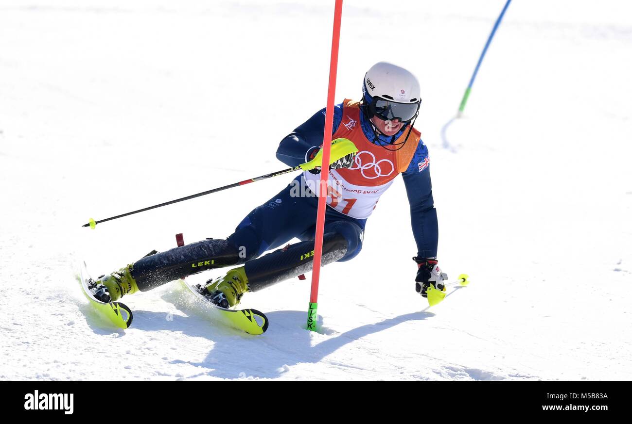 Pyeongchang, Corea del Sud. Il 22 febbraio, 2018. Laurie Taylor (GBR). Mens slalom. Yongpyong alpine center. Alpensia. Pyeongchang2018 Olimpiadi invernali. Repubblica di Corea. 22/02/2018. Credito: Sport In immagini/Alamy Live News Foto Stock