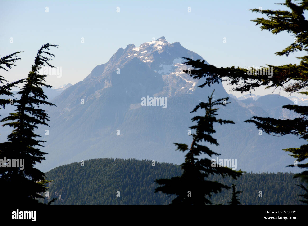 La vetta del Monte Robie Reid nel Garibaldi gamme delle Coast Mountains vicino alla missione, British Columbia, Canada. Foto Stock