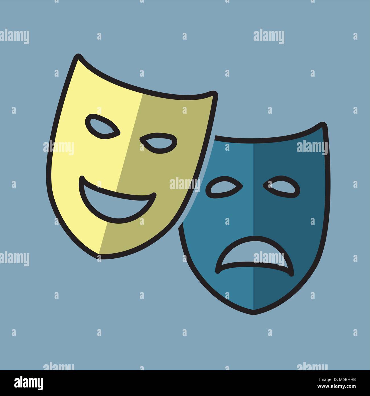 Triste e felice di dramma teatrale e maschere della commedia Illustrazione Vettoriale