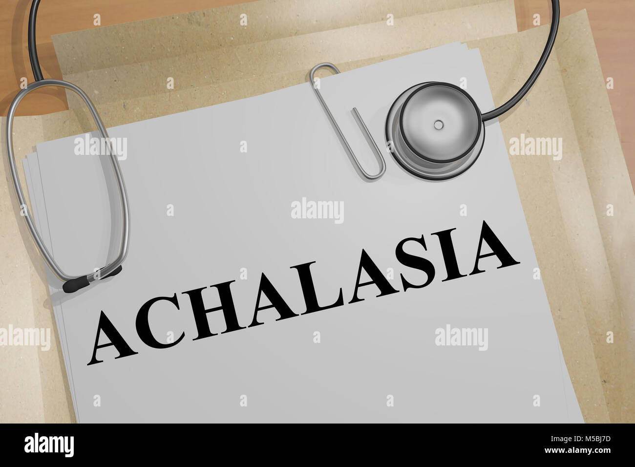 3D illustrazione di acalasia titolo su un documento medico Foto Stock