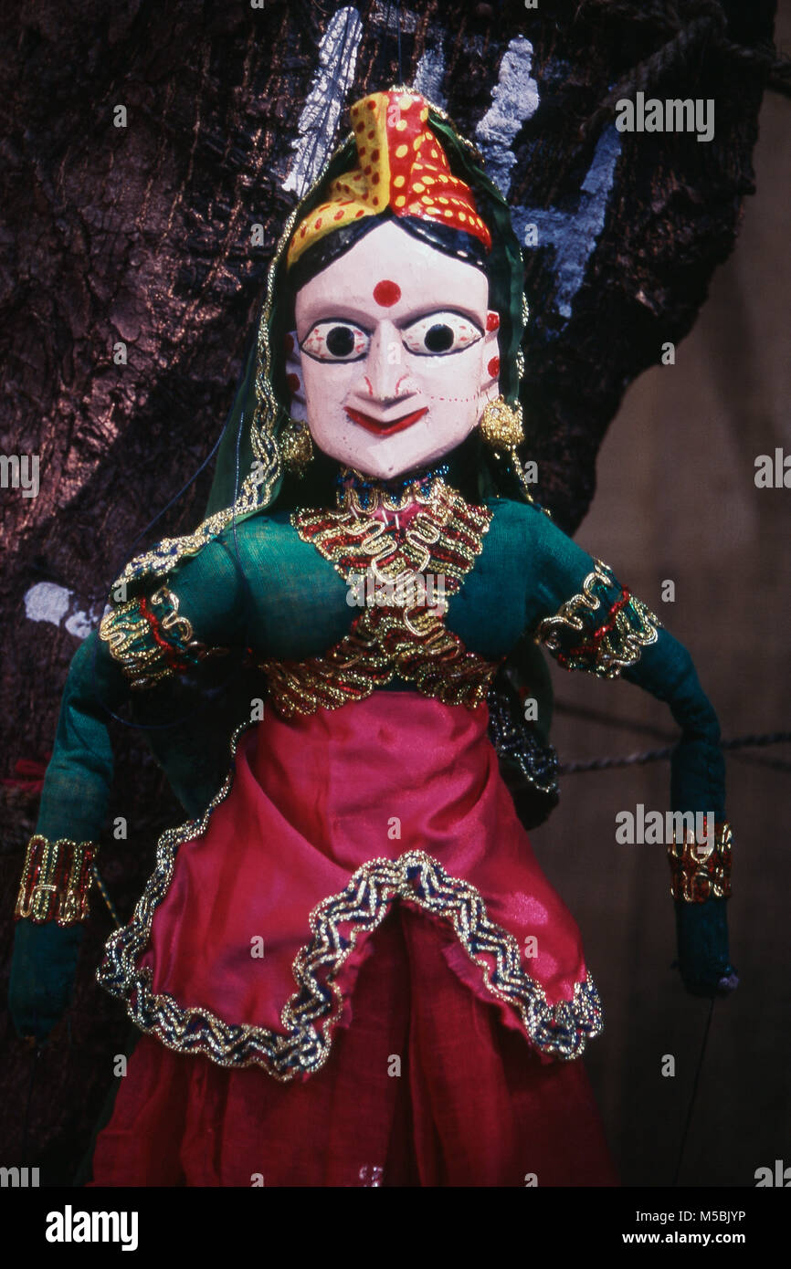 Marionette colorati del Rajasthan, India Foto Stock