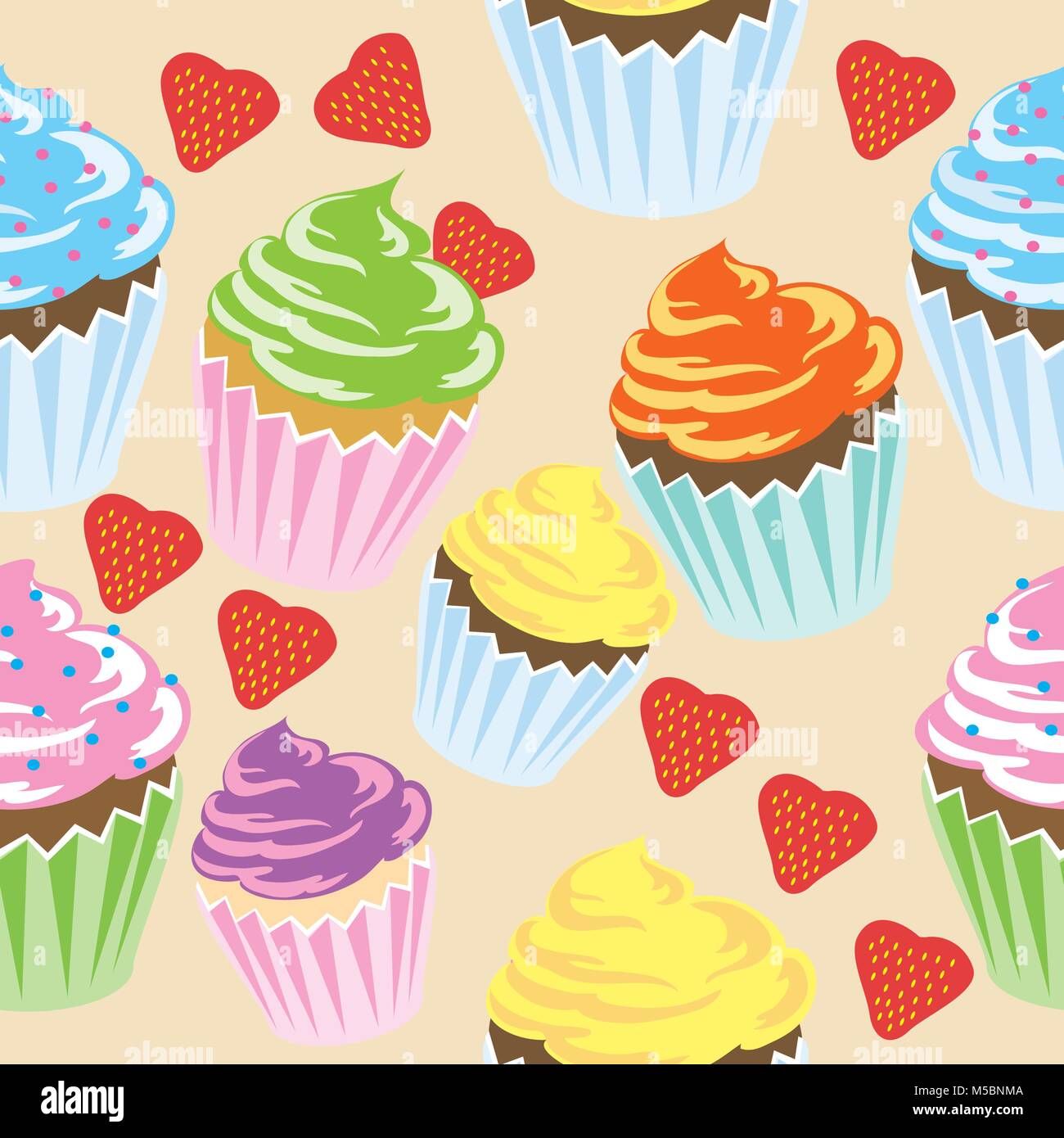 Cup cake vector pattern senza giunture Illustrazione Vettoriale