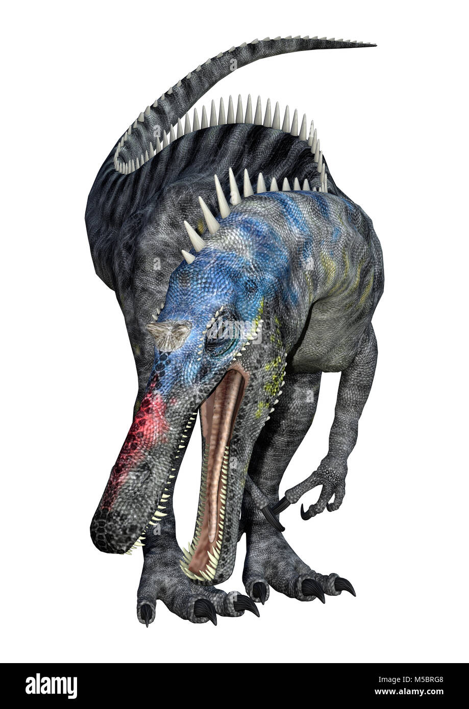 3D rendering di un dinosauro Suchomimus o Suchomimus tenerensis isolati su sfondo bianco Foto Stock