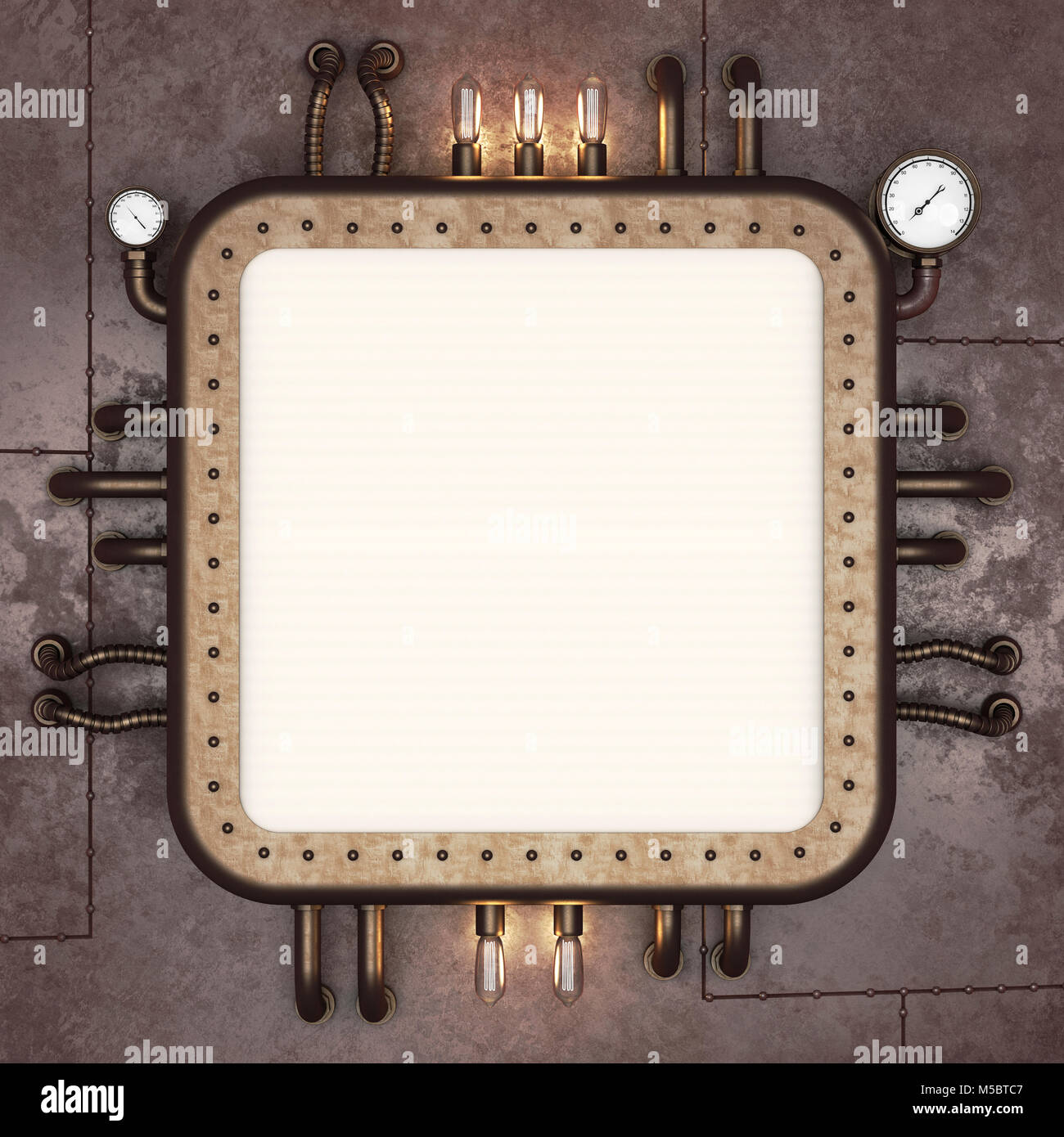 Steampunk cartello. Retro futuristico display. Il rendering 3D Foto Stock