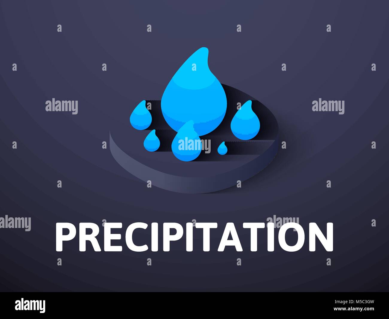 Precipitazione icona isometrica, isolata su uno sfondo colorato Illustrazione Vettoriale