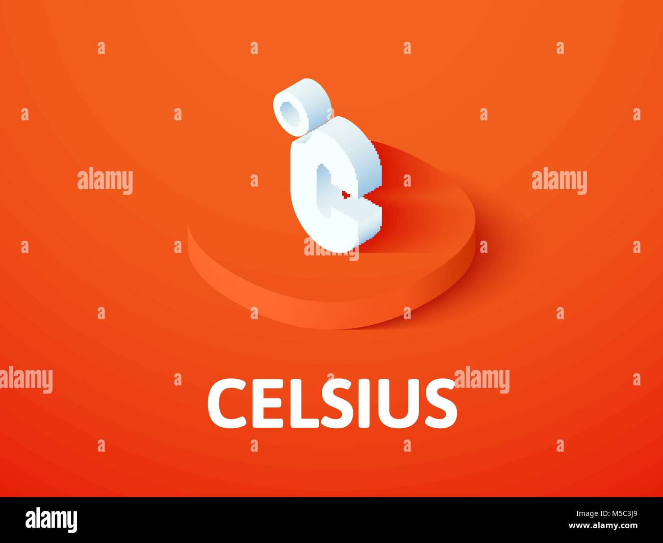 Celsius icona isometrica, isolata su uno sfondo colorato Illustrazione Vettoriale