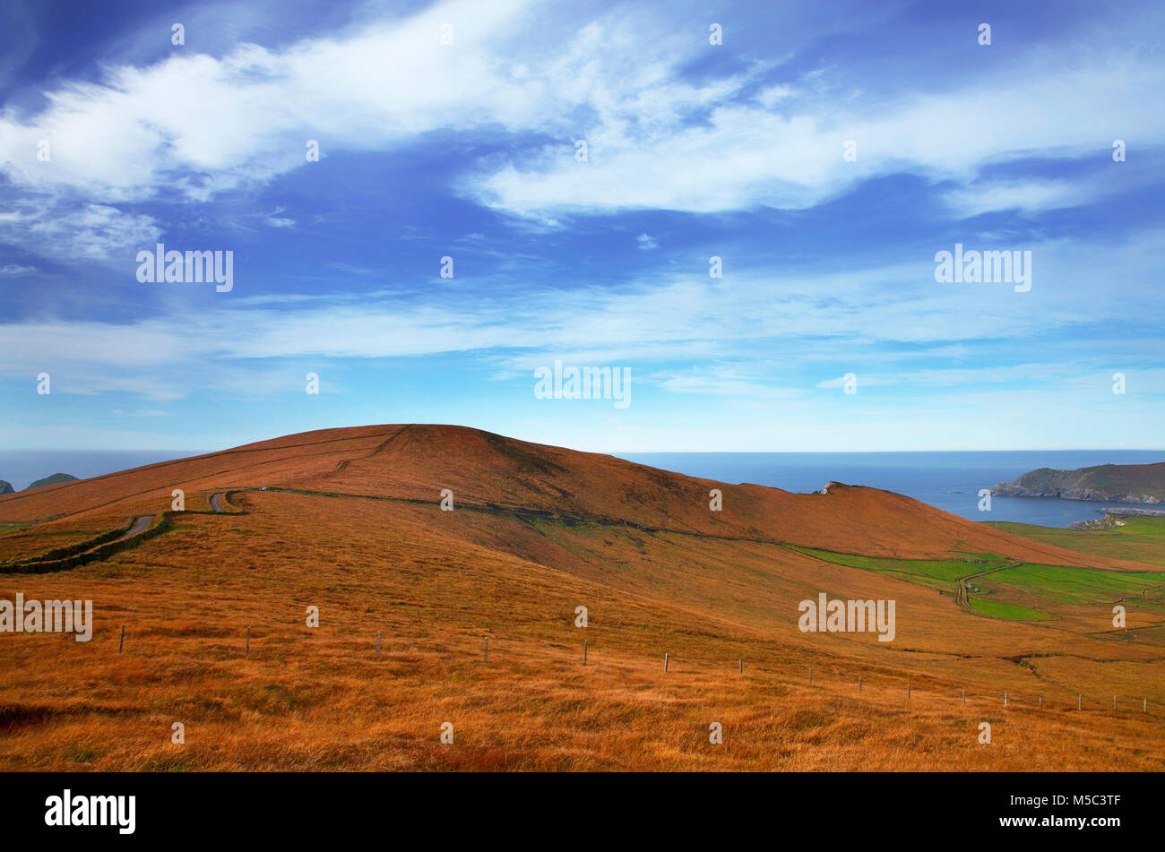 Il Pass Coomanaspig, affacciato Portmagee, l'anello di Kerry, la Contea di Kerry, Irlanda Foto Stock