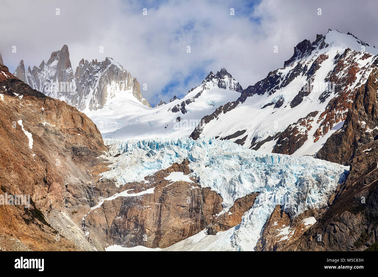 Ghiacciaio Fitz Roy Mountain Range, parco nazionale Los Glaciares, Argentina. Foto Stock