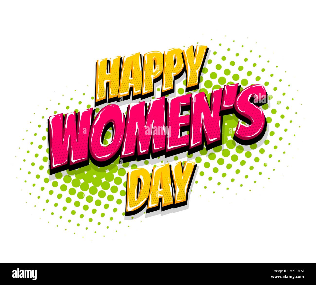 8 marzo testo fumetto pop art vettore Illustrazione Vettoriale