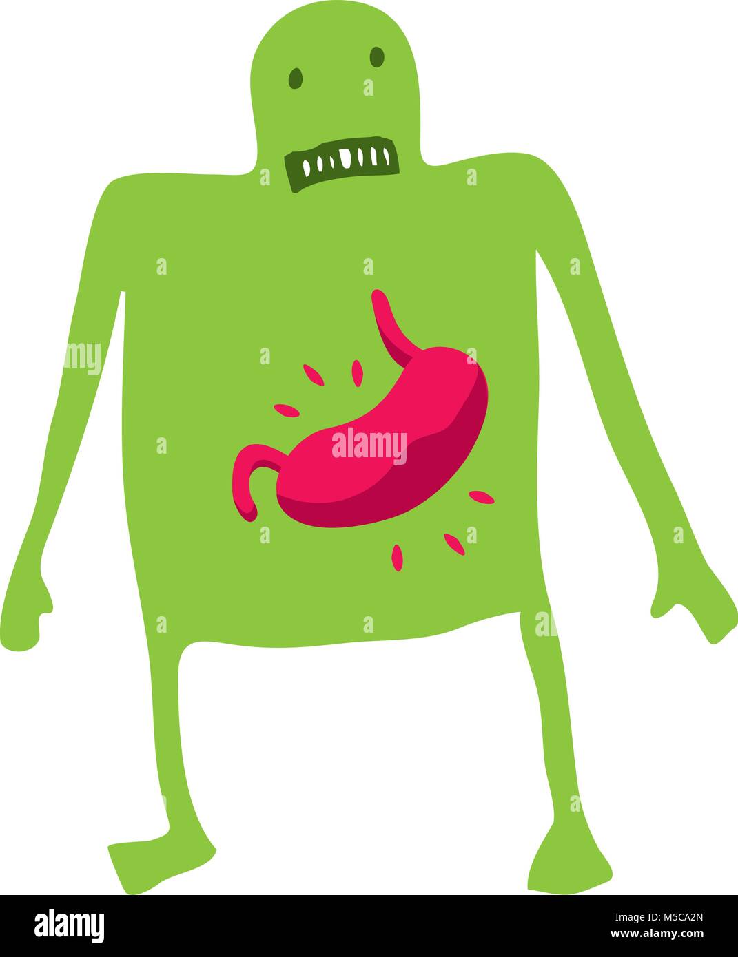 Cartoon illustrazione dell uomo che soffre di un mal di stomaco Illustrazione Vettoriale