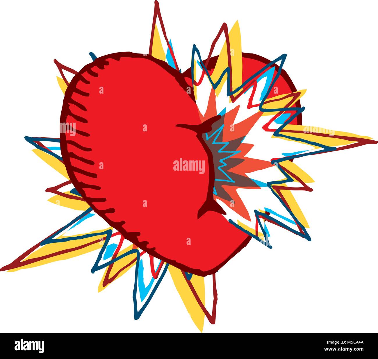 Cartoon illustrazione del cuore colorata esplosione Illustrazione Vettoriale