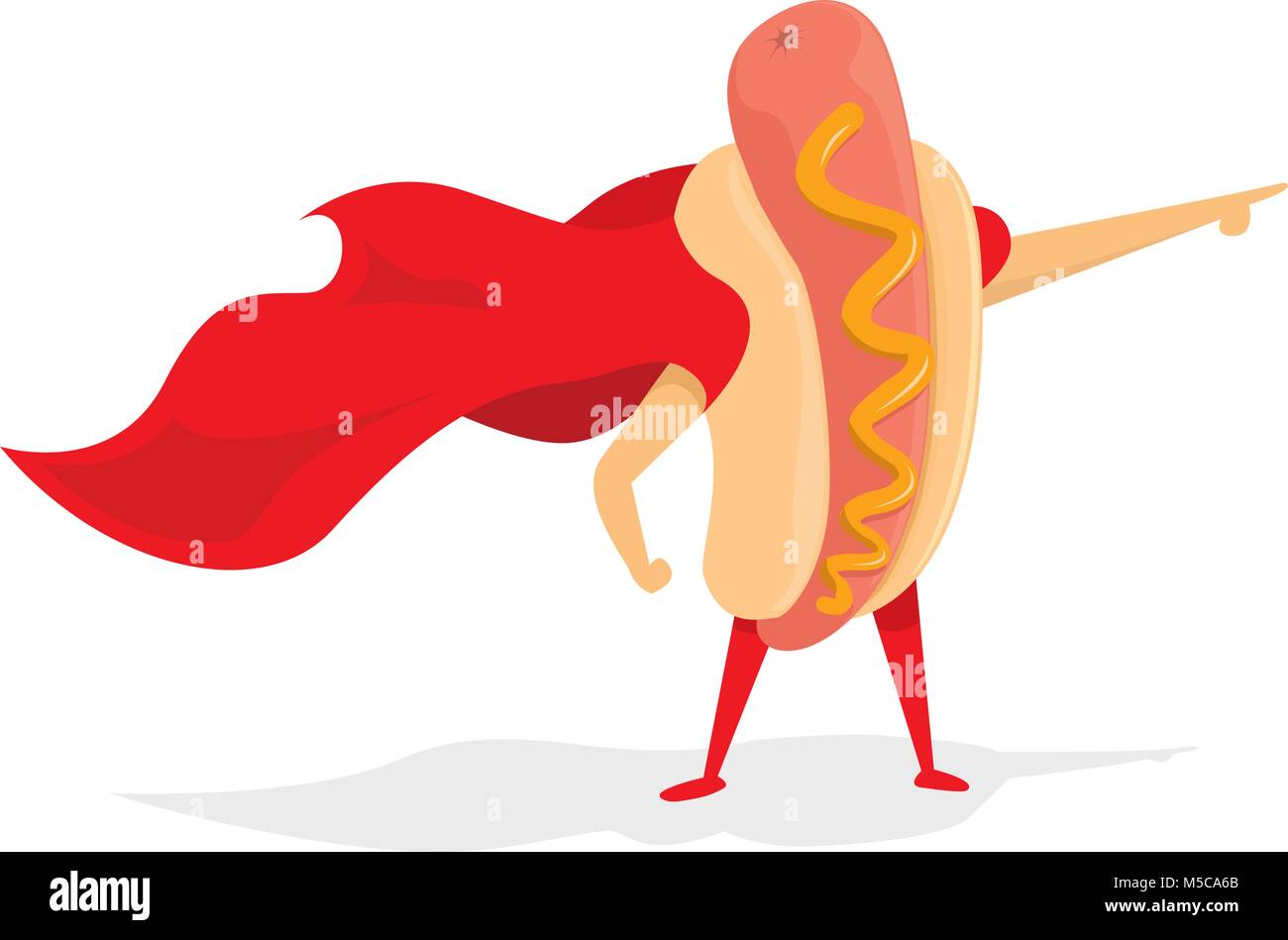 Cartoon illustrazione di hot dog super eroe in piedi con il capo Illustrazione Vettoriale