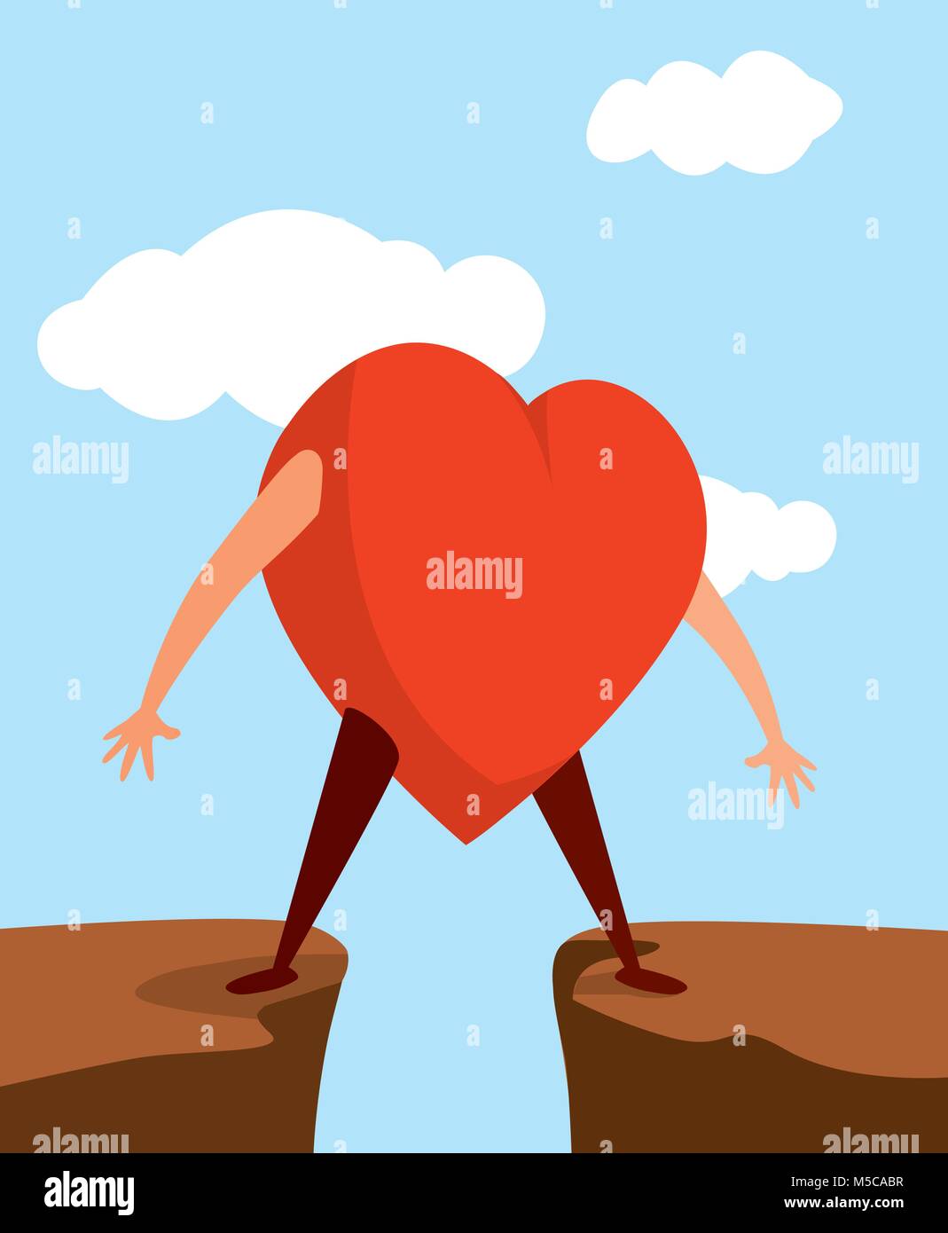Cartoon illustrazione del cuore diviso tra due scelte Illustrazione Vettoriale