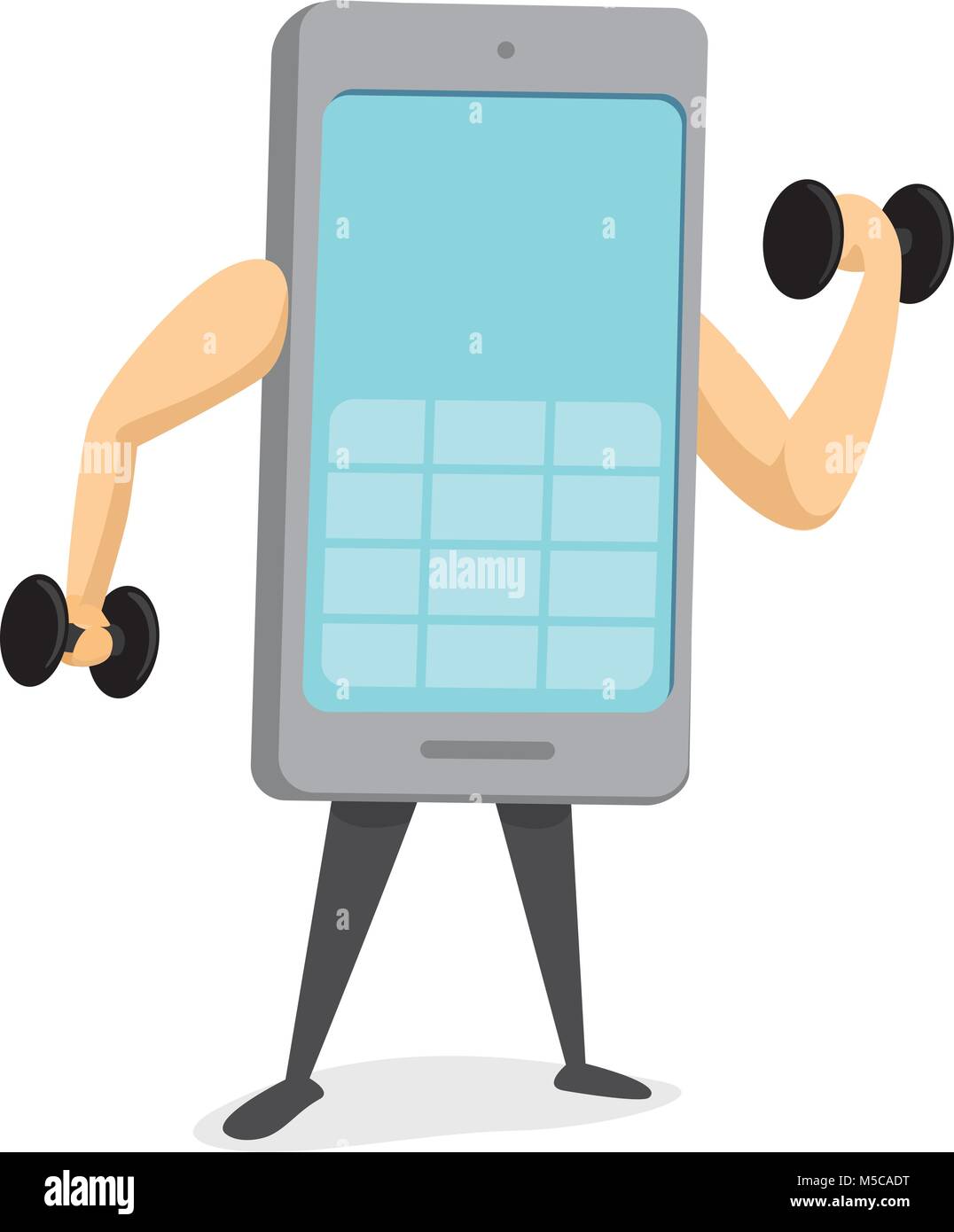 Cartoon illustrazione del telefono mobile sempre più forte per la formazione Illustrazione Vettoriale