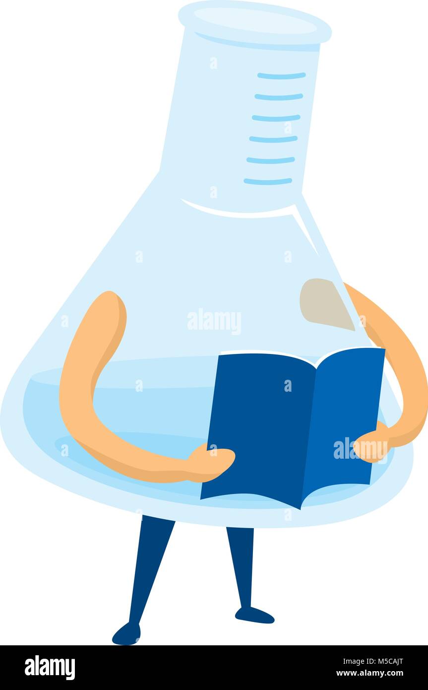 Cartoon illustrazione della provetta leggendo un articolo o un libro Illustrazione Vettoriale