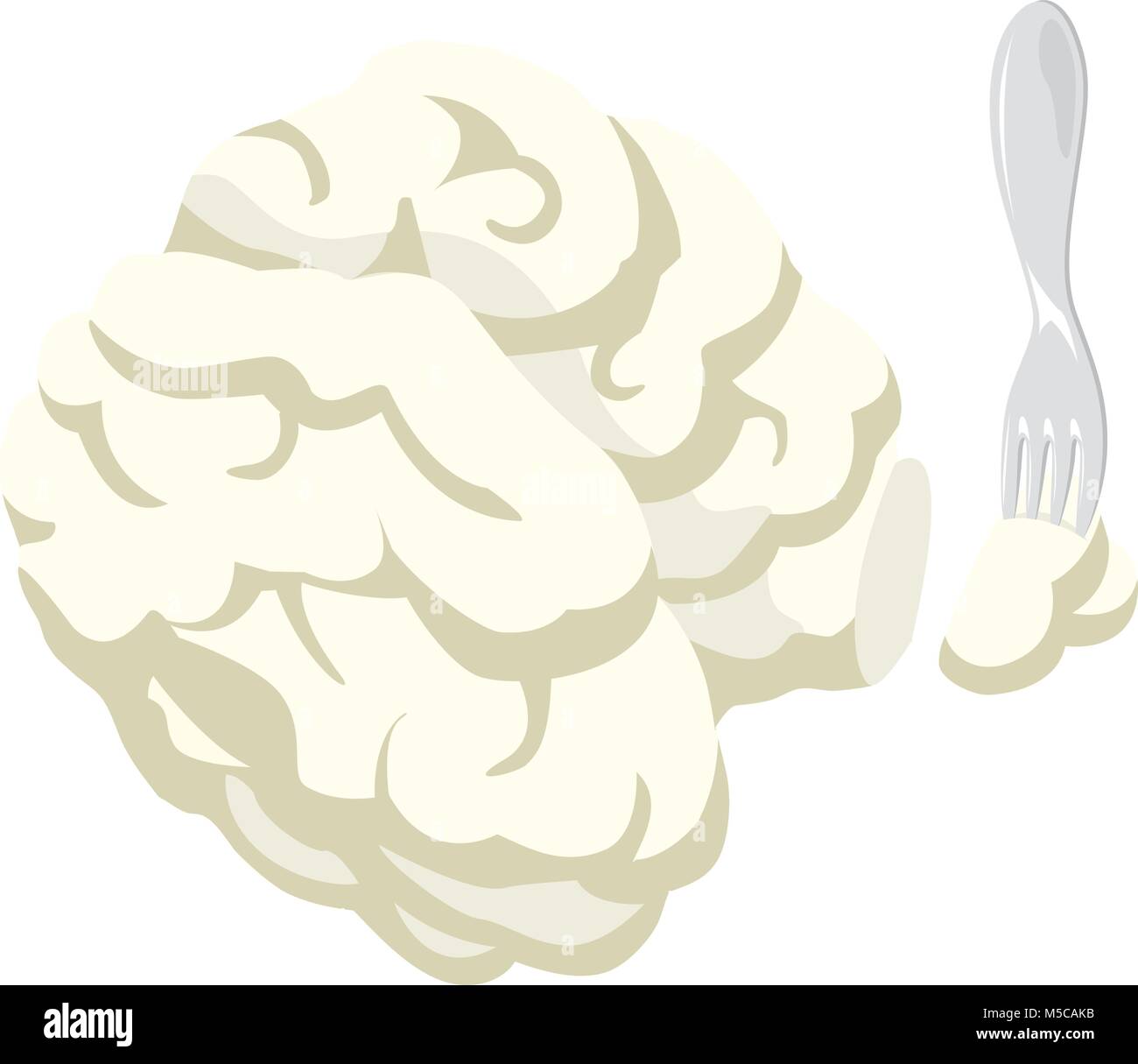 Cartoon illustrazione della forcella tenendo una porzione separata di cervello Illustrazione Vettoriale
