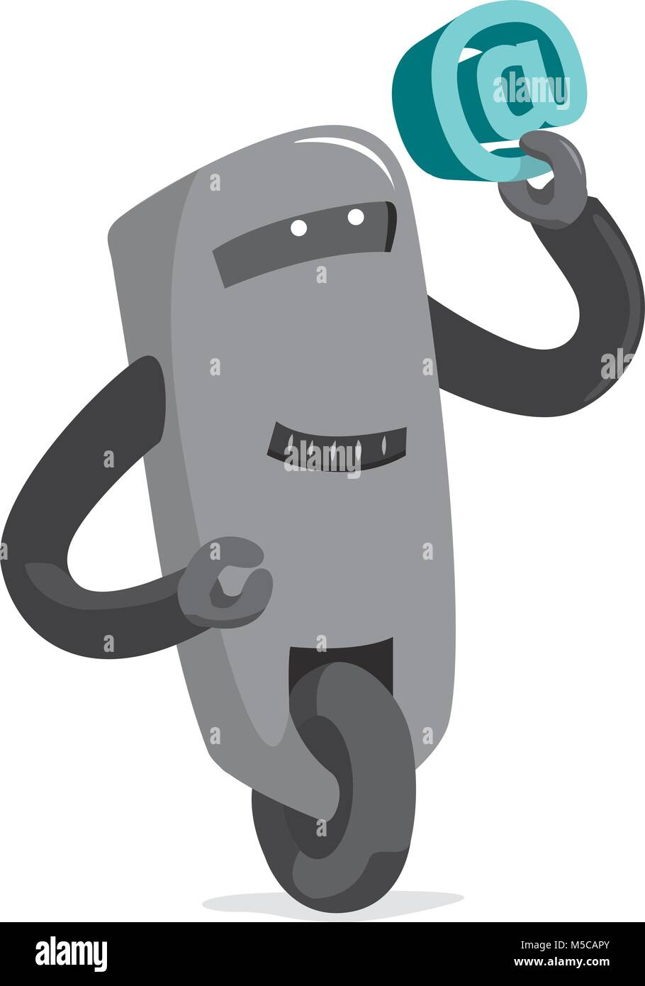 Cartoon illustrazione del simpatico robot azienda al simbolo Illustrazione Vettoriale