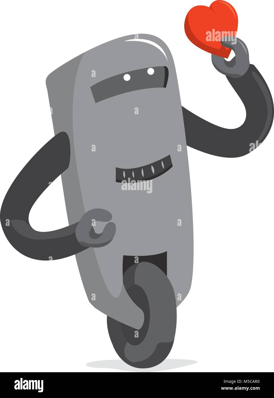 Cartoon illustrazione del simpatico robot tenendo un cuore Illustrazione Vettoriale