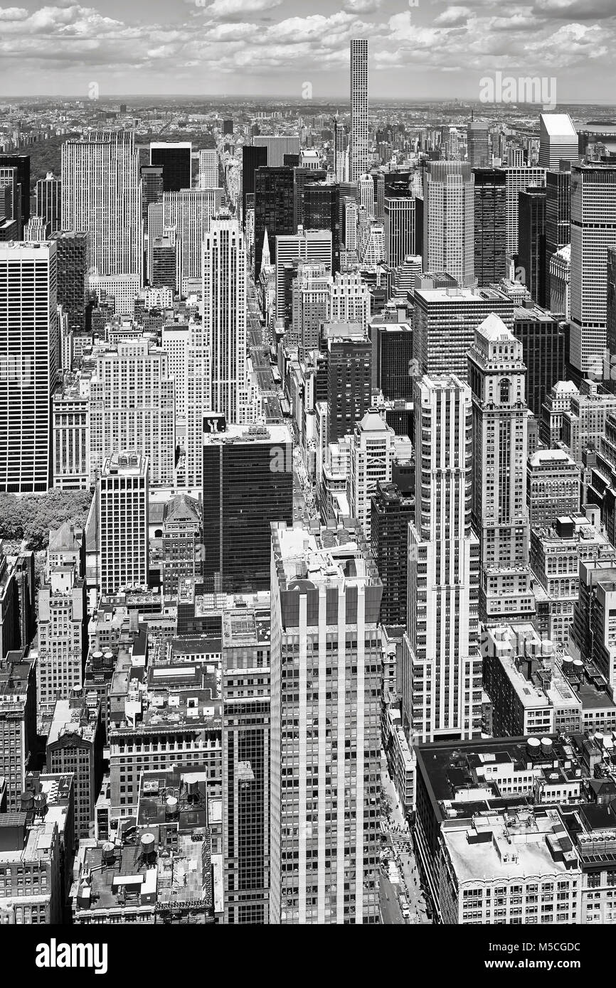 Immagine in bianco e nero del cuore di Manhattan, New York City, Stati Uniti d'America. Foto Stock