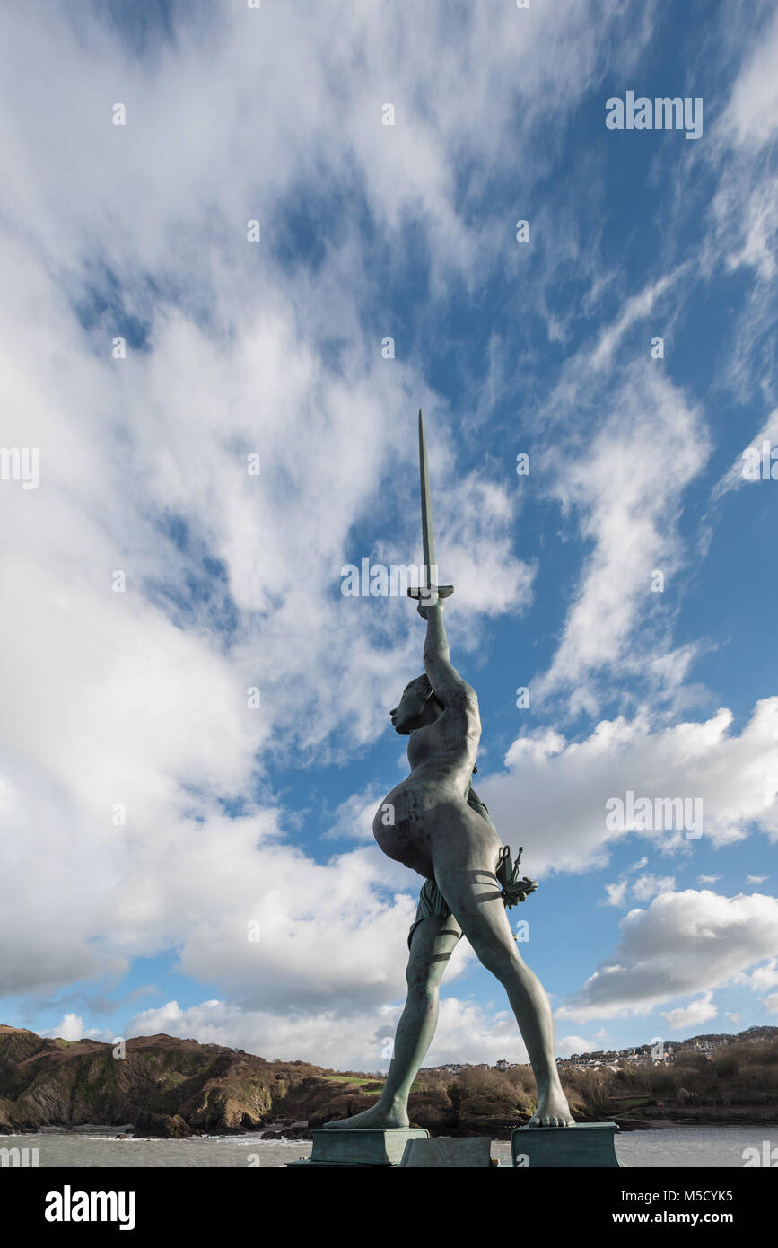 Damien Hirst statua Verity a Ilfracombe Harbour Foto Stock