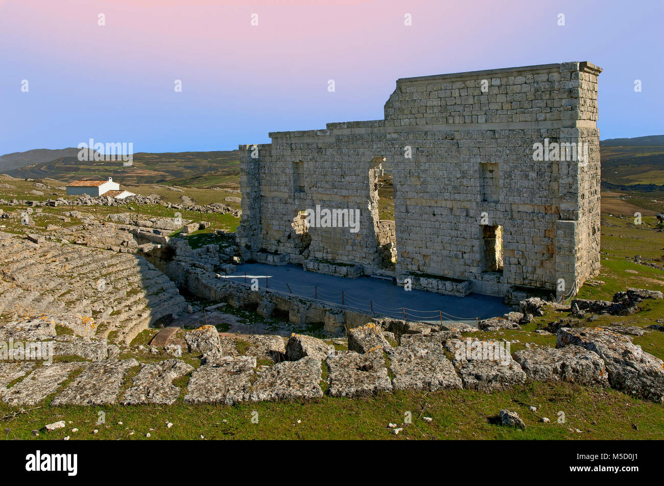 Teatro romano di Acinipo, Ronda, provincia di Malaga, regione dell'Andalusia, Spagna, Europa Foto Stock